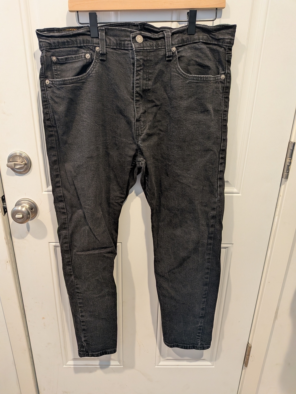 Levi's 502 Regular Taper Men's Jeans 36*30 Faded Washed Black Denim